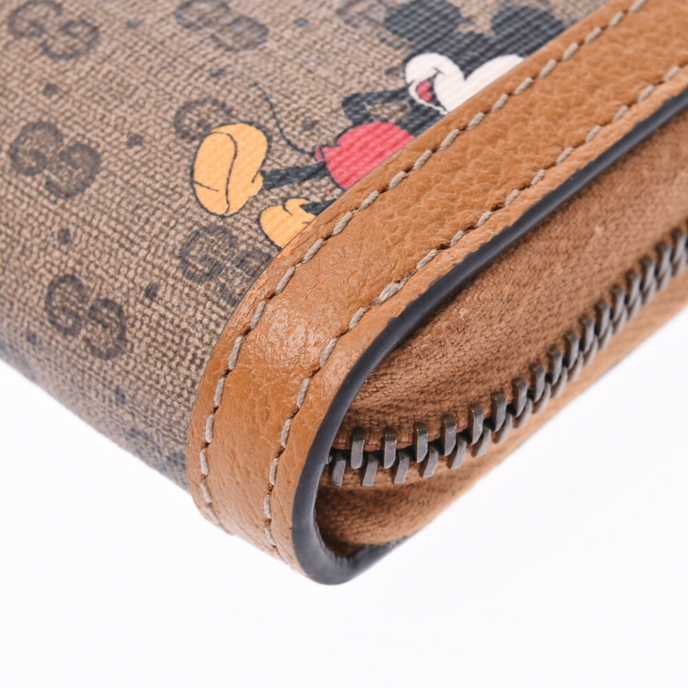 Gucci Mickey Mouse Zip Around Long Wallet Brown Leather - Picture 5 of 12